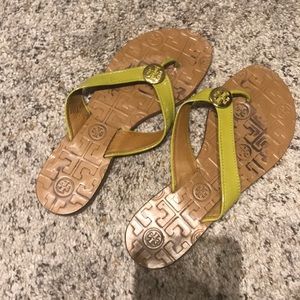 Green Tory Burch flip flops